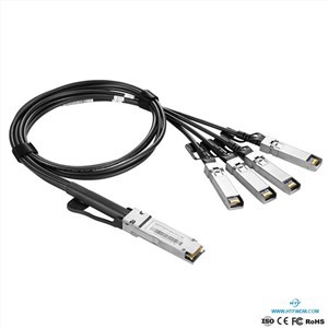 Kompatibilan 40G QSFP plus do 4 x 10G SFP plus pasivni bakreni kabel za razbijanje s direktnim pričvršćivanjem